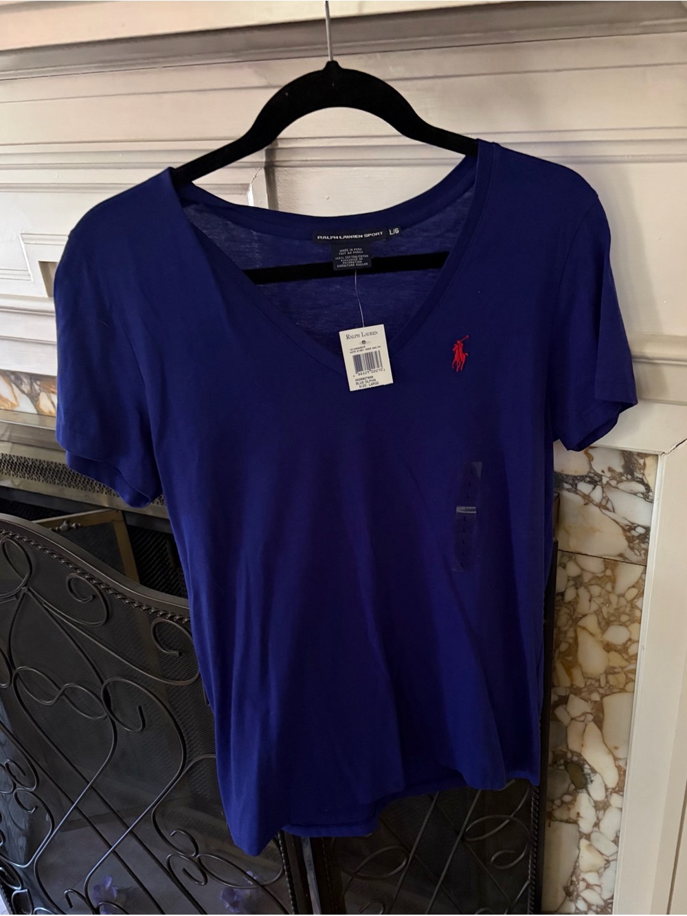 Ralph Lauren V Neck Tee with Red Pony nwt